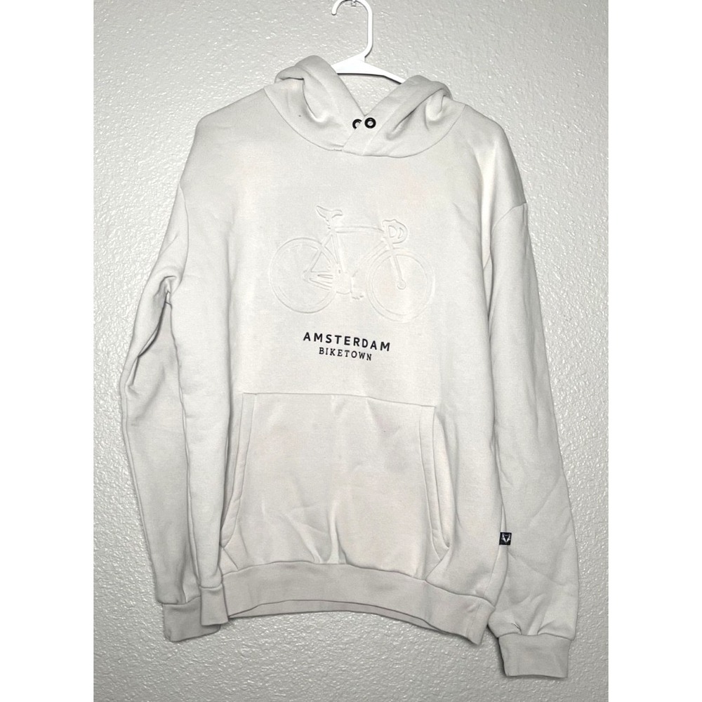 Fox Originals Hoodie Sweater Mens Large White Amsterdam Biketown Embossed Fleece